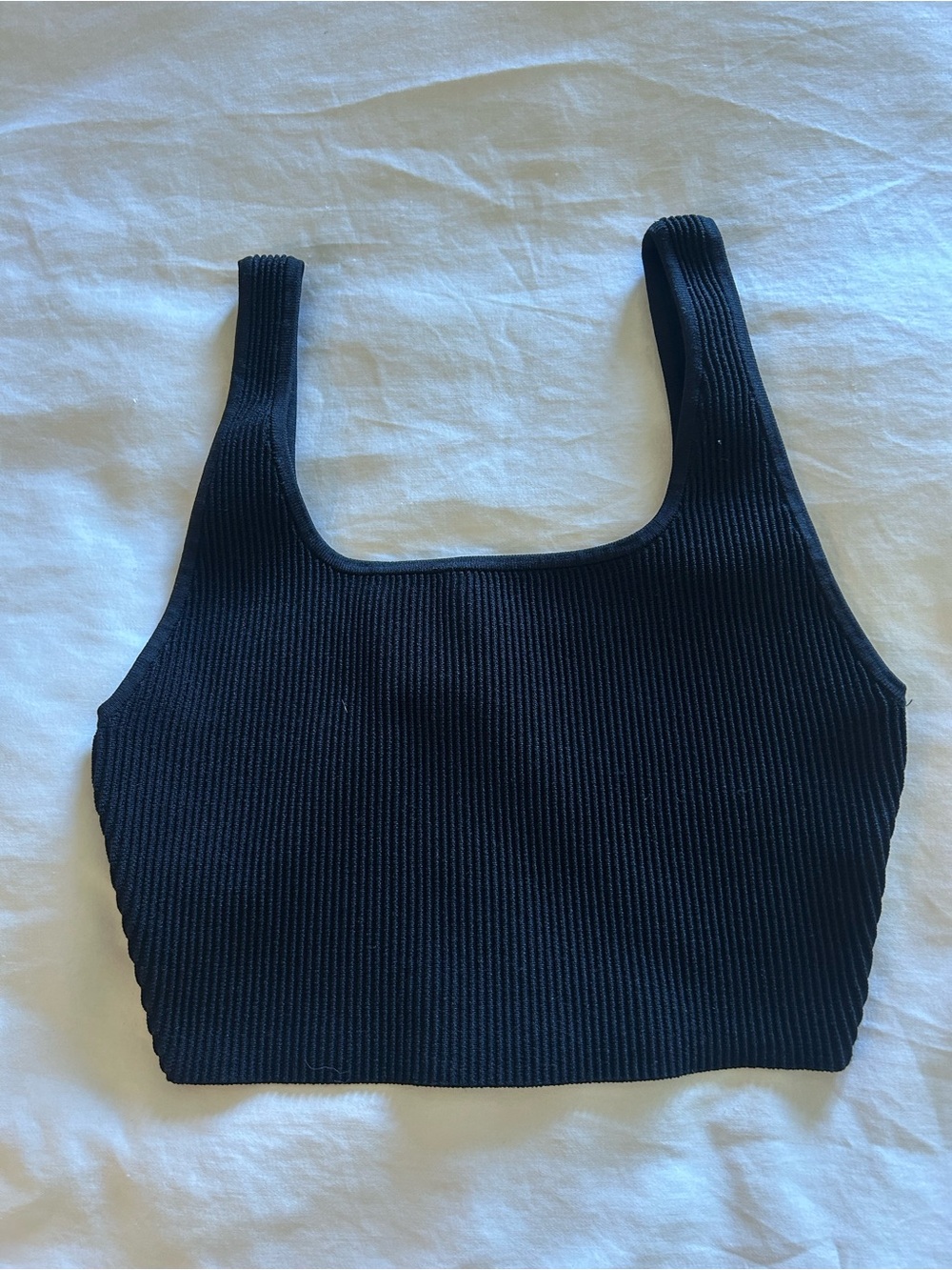 Aritzia Black Ribbed Square Crop Top